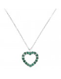 Davite & Delucchi Necklace - in 18k White Gold with Heart Pendant and 0.19 carat Emeralds - 0