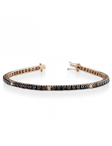 Bracciale Tennis - Lelune Diamonds - Oro Rosa - Diamanti Neri - LDBR202525