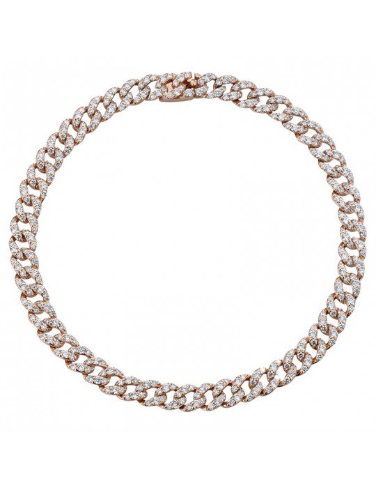 Buonocore Woman's Bracelet - Groumette in 18K Rose Gold with White Diamonds 2.42 ct - 0 Buonocore Woman's Bracelet - Groumette in 18K Rose Gold with White Diamonds 2.42 ct - 0