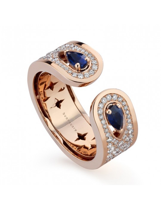 Anello Buonocore Donna - Oro Rosa - Diamanti - Zaffiri Blu - 1044A02MP Anello Buonocore Donna - Oro Rosa - Diamanti - Zaffiri Blu - 1044A02MP
