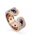 Anello Buonocore Donna - Oro Rosa - Diamanti - Zaffiri Blu - 1044A02MP
