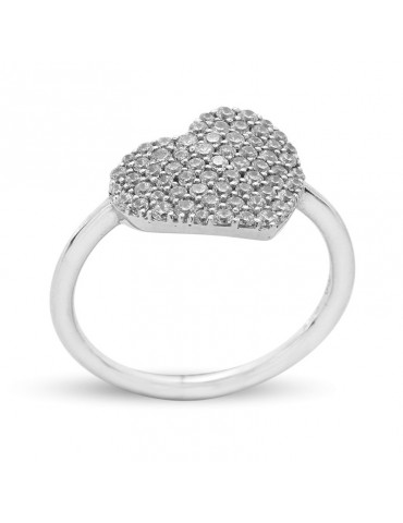 Buonocore Ring - in 18K White Gold with Heart and Natural Diamonds 0.62 ct - 0