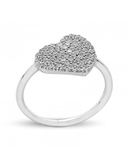 Buonocore Ring - in 18K White Gold with Heart and Natural Diamonds 0.62 ct - 0