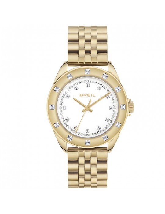 Breil Woman's Watch - Hyper Solo Tempo 36mm Gold White with Crystals - 0 Breil Woman's Watch - Hyper Solo Tempo 36mm Gold White with Crystals - 0