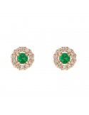 Buonocore Earrings - Pearls in 18K Rose Gold with Natural Diamonds and Emeralds 0.06 ct - 0