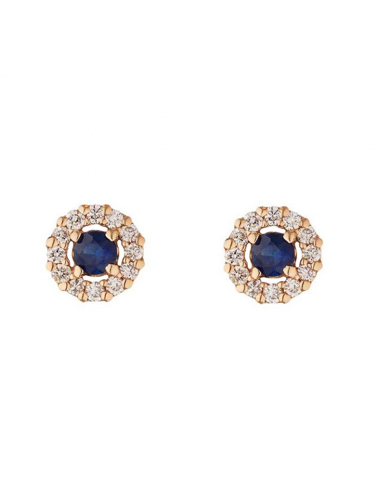 Buonocore Earrings - Pearls in 18K Rose Gold with Natural Diamonds and Blue Sapphire 0.08 ct - 0