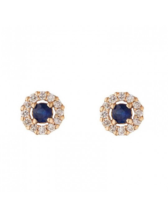 Buonocore Earrings - Pearls in 18K Rose Gold with Natural Diamonds and Blue Sapphire 0.08 ct - 0