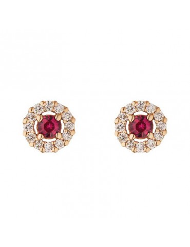 Orecchini Buonocore - Perlee - Oro Rosa - Diamanti - Rubini - 787O04MP