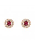 Buonocore Earrings - Pearls in 18K Rose Gold with Natural Diamonds and Rubies 0.08 ct - 0