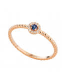 Buonocore Ring - Pearls in 18K Rose Gold with Natural Diamonds and Blue Sapphire 0.06 ct - 0