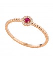 Anello Buonocore - Perlee in Oro Rosa 18 carati con Diamanti Naturali e Rubino 0,05 ct