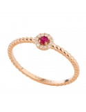 Buonocore Ring - Pearls in 18K Rose Gold with Natural Diamonds and Ruby 0.05 ct - 0