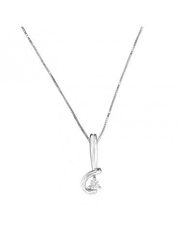Davite & Delucchi Necklace - in 18k White Gold with Fantasy Pendant and 0.08 carat Natural Diamond - 0
