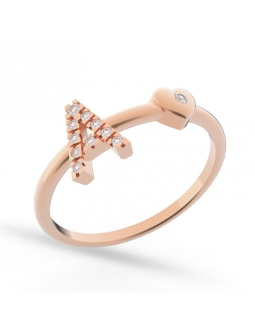 Anello Buonocore - Letters - Oro Rosa - Lettera A - Diamanti - 012AADP