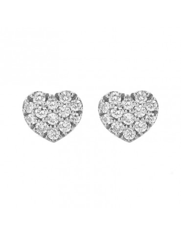 Buonocore Earrings - Classic in 18K White Gold Heart with Natural Diamonds 0.30 ct - 0