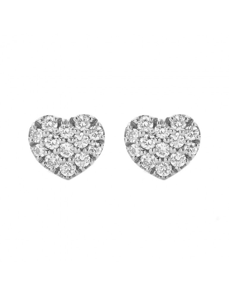 Buonocore Earrings - Classic in 18K White Gold Heart with Natural Diamonds 0.30 ct - 0
