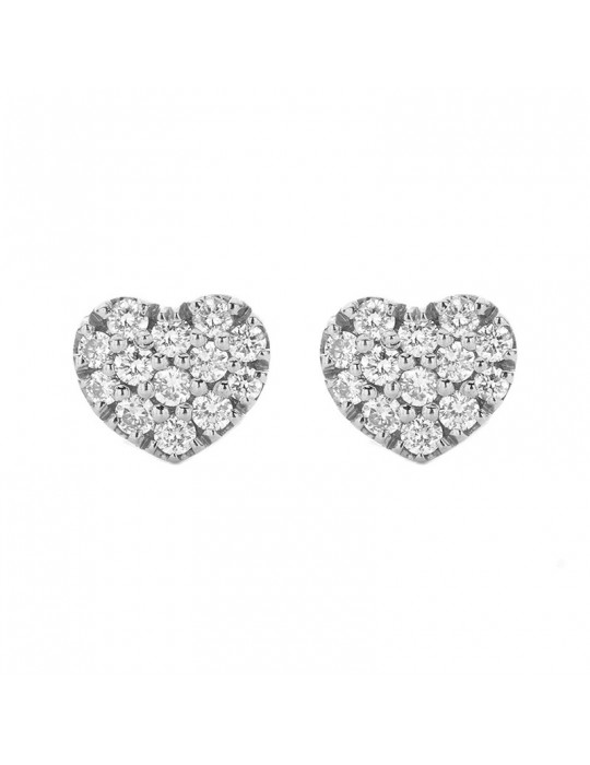 Buonocore Earrings - Classic in 18K White Gold Heart with Natural Diamonds 0.30 ct - 0