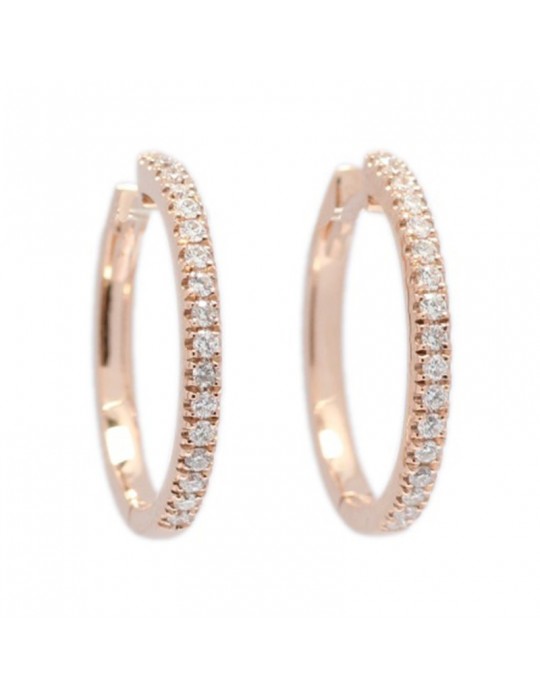 Buonocore Earrings - 18K Rose Gold Circle with Natural Diamonds 0.21 ct - 0