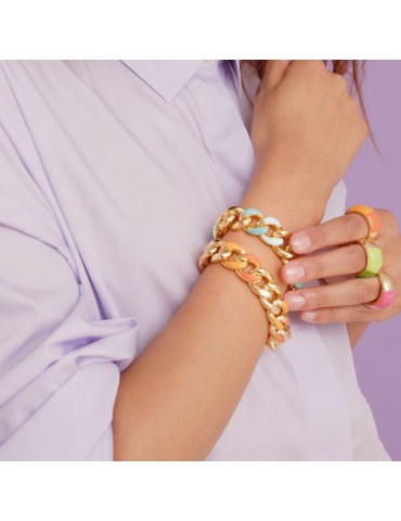 Unoaerre Woman's Bracelet - Colors Bracelet in Golden Bronze with Orange Groumette Chain 20cm - 0 2