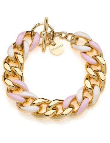 Unoaerre Woman's Bracelet - Colors in Golden Bronze with Pink and White Groumette 20cm Chain - 0