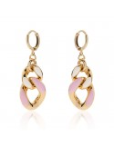 Unoaerre Woman's Earrings  - Colors in Golden Bronze with Pink and White Groumette Chain - 0