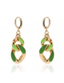 Unoaerre Woman's Earrings - Colors in Golden Bronze with Green Groumette Chain - 0