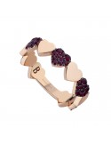 Buonocore Ring - in 18K Rose Gold with Smooth Hearts Alternating with Hearts with Rubies - 0