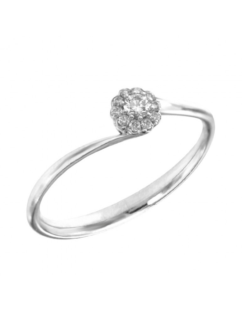 Davite & Delucchi Woman's Ring - in 18K White Gold with White Diamonds 0.12 ct - 0