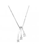 Davite & Delucchi Necklace - in 18k White Gold with Trilogy Pendant and Natural Diamonds 0.14 carat - 0