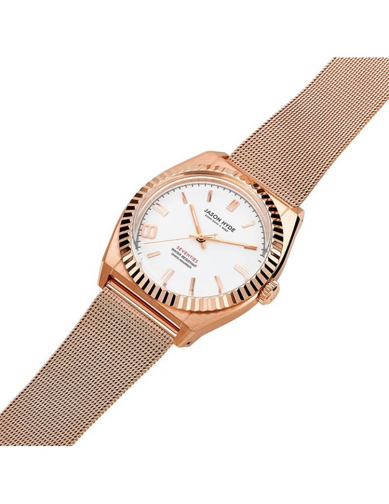Orologio Jason Hyde - Uno - Solo Tempo - Rose Gold-36mm-Bianco-JH20016