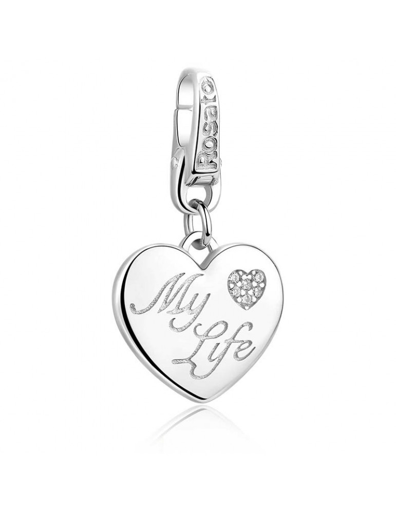 Charm Rosato - Cuore - Amore - My Life - Argento 925% -Zirconi-RDE010