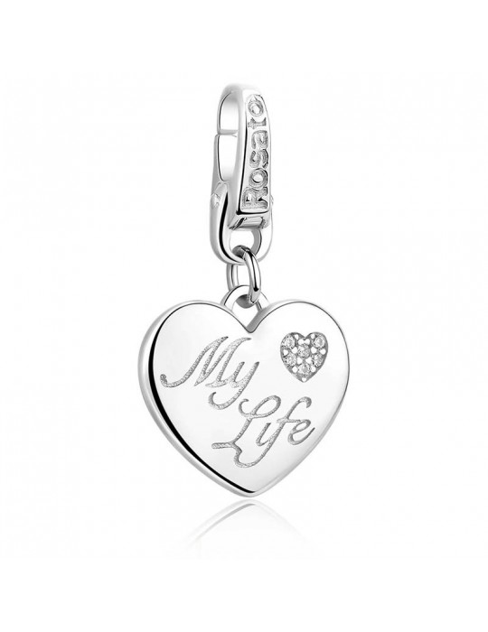 Charm Rosato - Cuore - Amore - My Life - Argento 925% -Zirconi-RDE010