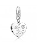 Charm Rosato - Cuore - Amore - My Life - Argento 925% -Zirconi-RDE010