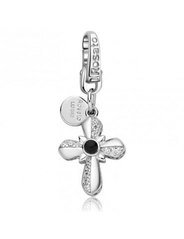 Charm - Croce - Rosato - Pendente - Argento 925% - Onice Nero - RLU042