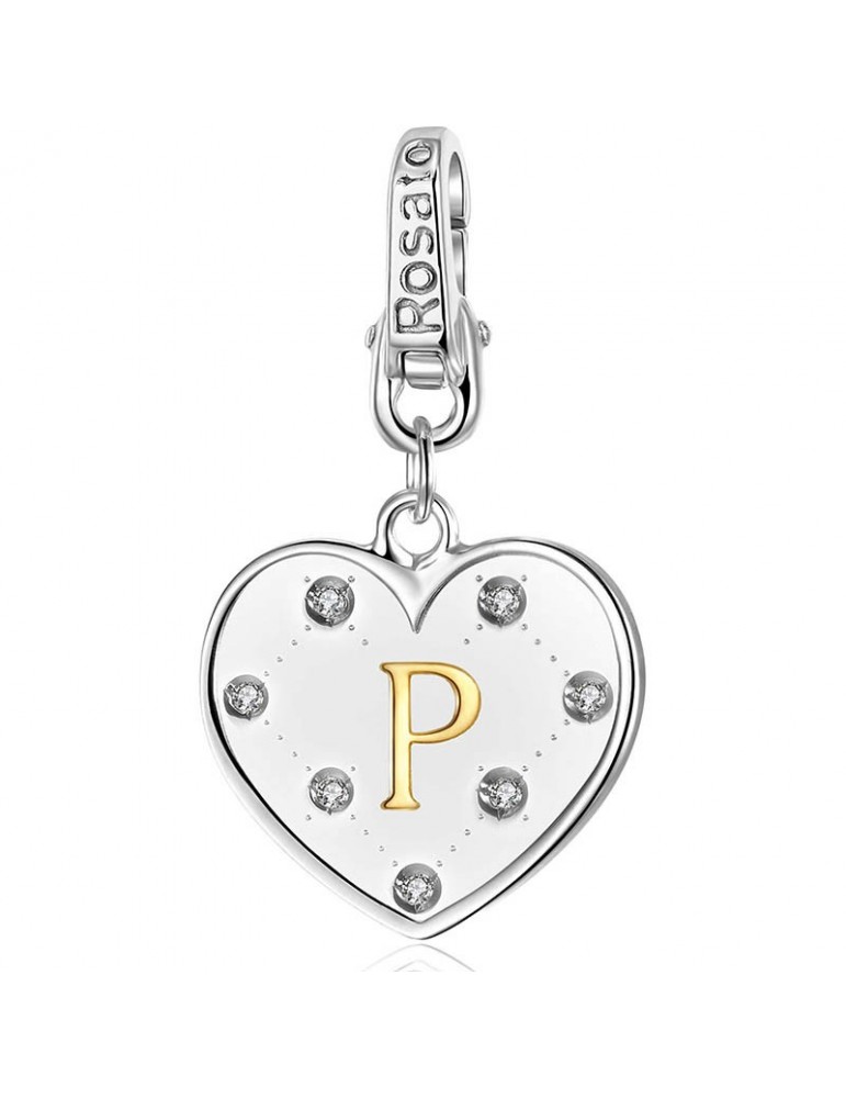 Charm Rosato - Heart - Alphabet - Letter P - Silver 925% - RAL016