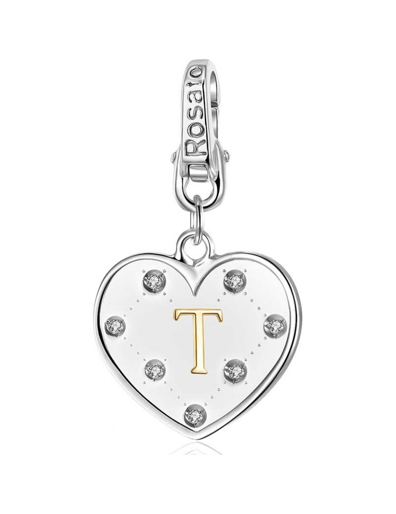 Charm Rosato - Heart - Alphabet - Letter T - Silver 925% - RAL020