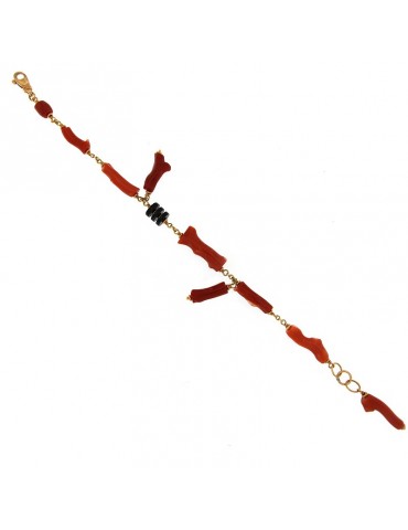 SILVIA KELLY GOLD BRACELET WITH CORAL AND ONYX - 0 2
