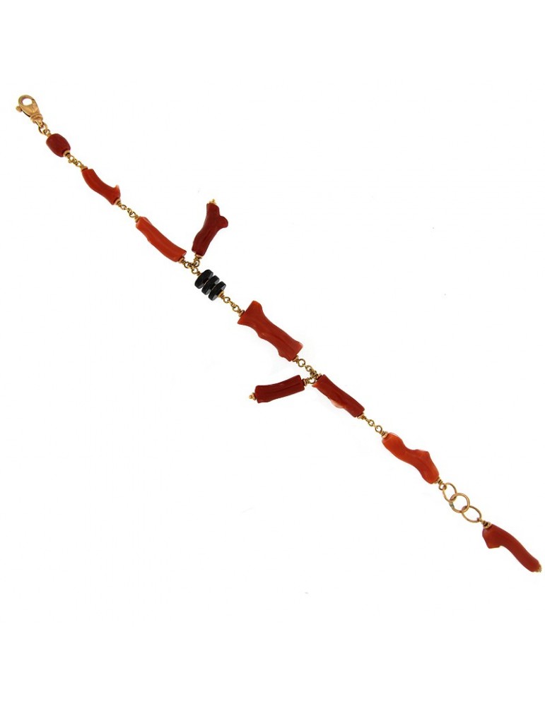 BRACCIALE DI ORO CON CORALLO E ONICE SILVIA KELLY - 0