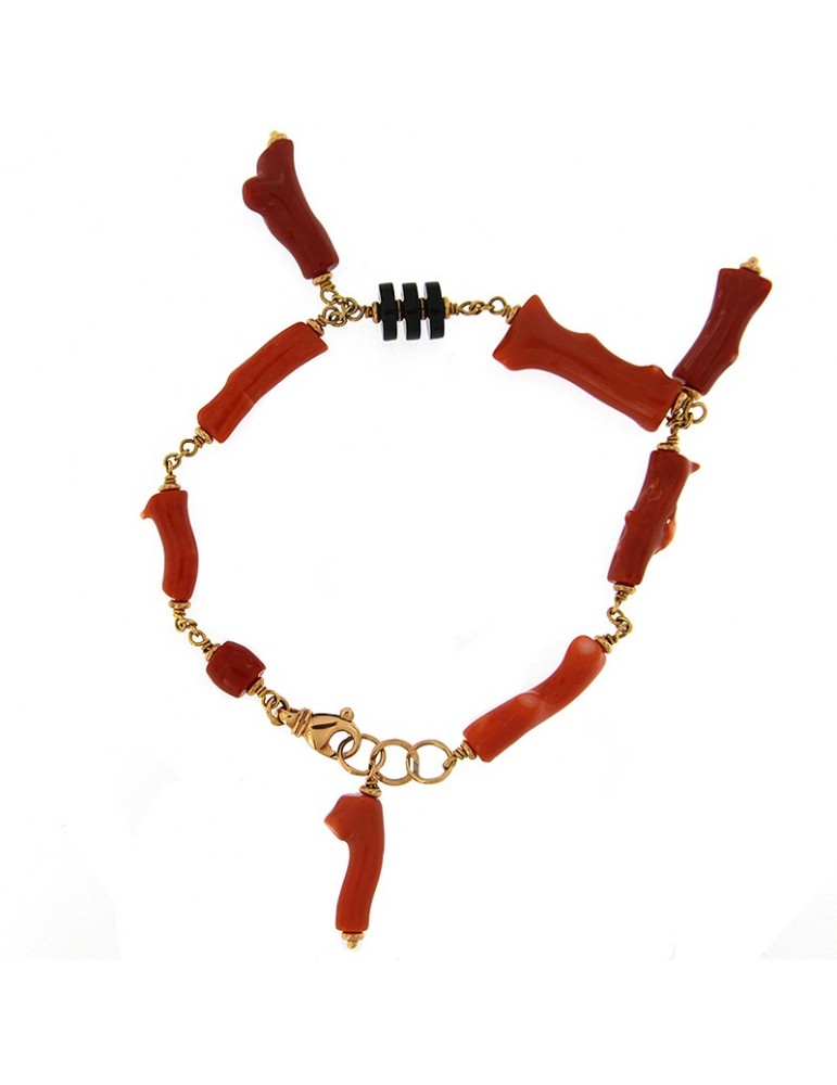 BRACCIALE DI ORO CON CORALLO E ONICE SILVIA KELLY - 0
