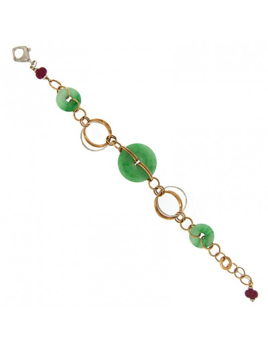SILVIA KELLY GOLD BRACELET WITH JADE AND RUBIES - 0