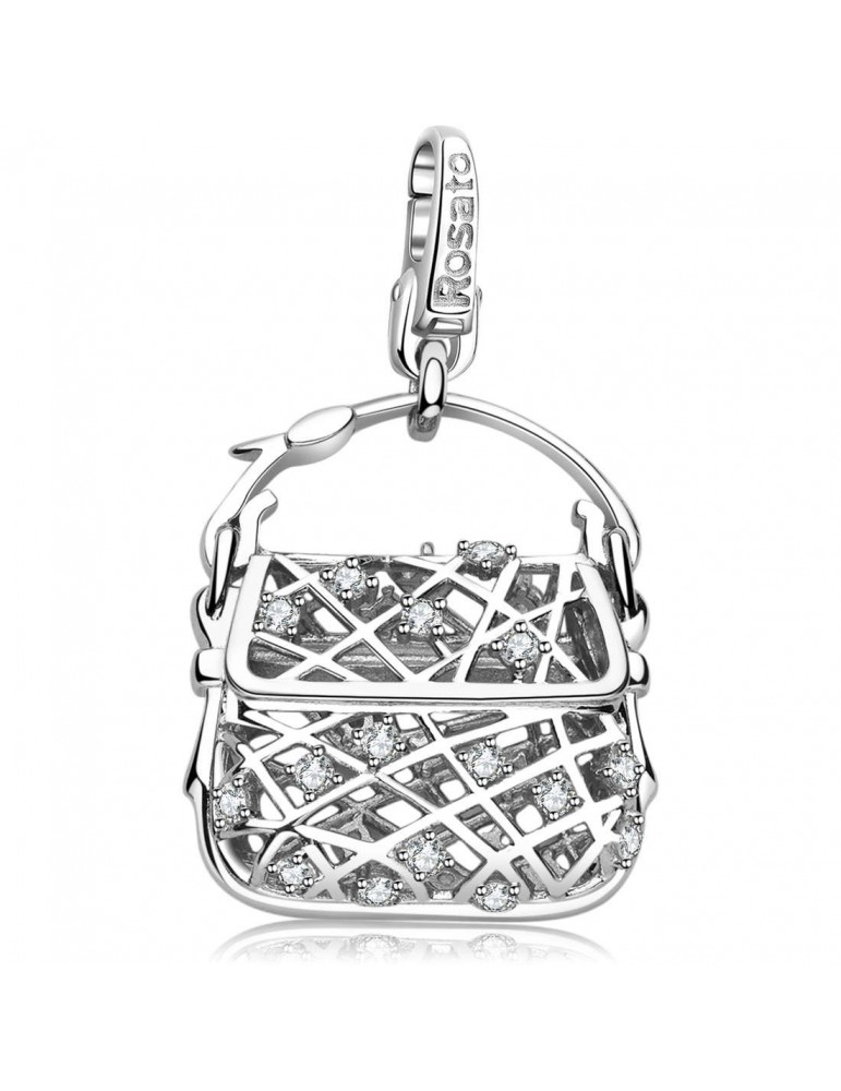 Pink Charm - Bag - 925% Silver - White Zircons - RIC42