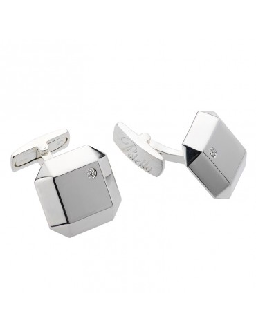 Polello Cufflinks for Men - in 925% Octagonal Silver with Natural Diamonds - 0