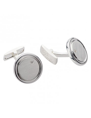 Polello Cufflinks for Men - in 925% Silver Round with Natural Diamonds - 0
