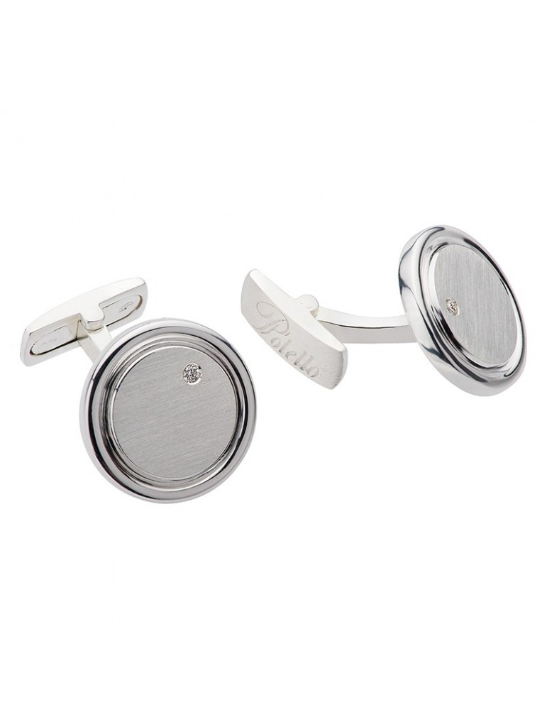 Polello Cufflinks for Men - in 925% Silver Round with Natural Diamonds - 0
