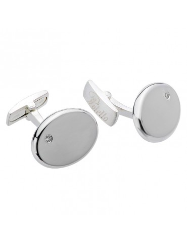 Polello Cufflinks for Men - 925% Oval Silver with Natural Diamonds - 0