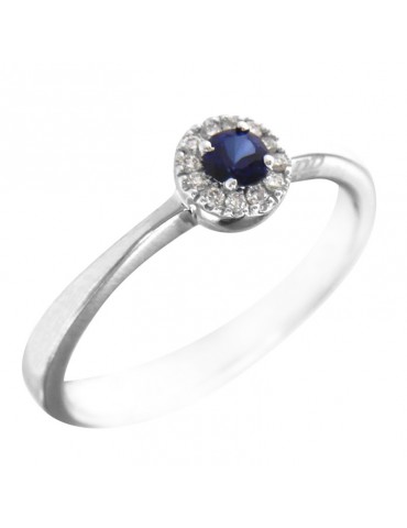 Anello Davite&Delucchi - Oro Bianco - Diamanti - Zaffiro - AA030095ZFS