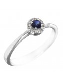 Davite & Delucchi Woman's Ring - in 18K White Gold with Natural Diamonds and Sapphire 0.14 ct - 0