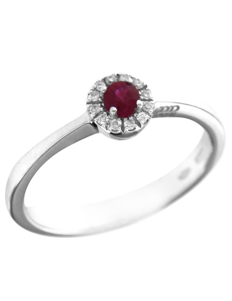 Anello Davite&Delucchi - Oro Bianco - Diamanti - Rubino 0,14 ct - AA030095RBS