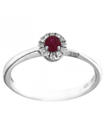 Anello Davite&Delucchi - Oro Bianco - Diamanti - Rubino 0,14 ct - AA030095RBS 2