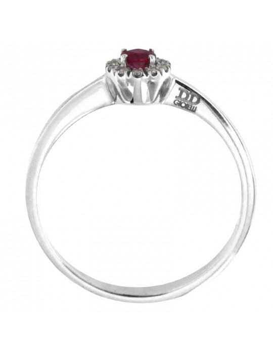Anello Davite&Delucchi - Oro Bianco - Diamanti - Rubino 0,14 ct - AA030095RBS